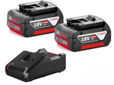 Set ricarica Bosch 2x batterie GBA 18V 4Ah + caricabatteria GAL 18V-40