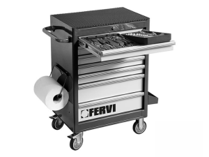 Carrello con attrezzi Fervi C960/BE01 termoformati inclusi (67pz)