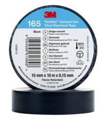 3M™ Temflex™ 165 Nastro isolante in vinile, Nero, 15 mm x 10mt (10Pz)
