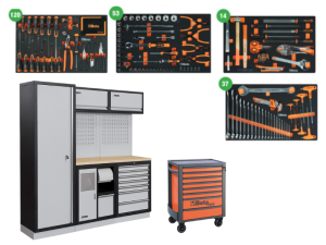 Arredamento A007I Fervi da 1960x498x2000mm + Carrello Beta RSC24 da 7 Cassetti + 224 Utensili Beta