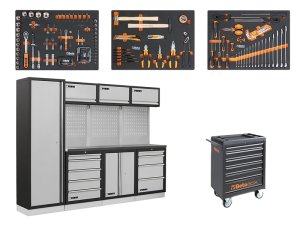 Arredo A008D Fervi 2640x498x2000mm + Carrello Beta C04BOX-A VU con 6 cassetti e 196 utensili Beta