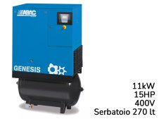 Compressore rotativo a vite ABAC Genesis 11kW velocità fissa su serbatoio 270lt