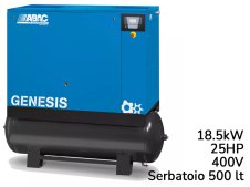 Compressore rotativo a vite ABAC Genesis 18.5kW velocità fissa su serbatoio 500lt