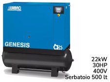 Compressore rotativo a vite ABAC Genesis 22kW velocità fissa su serbatoio 500lt