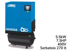 Compressore rotativo a vite ABAC Genesis 5.5kW velocità fissa su serbatoio 270lt