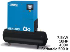 Compressore rotativo a vite ABAC Genesis 7.5kW velocità fissa su serbatoio 500lt