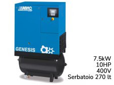 Compressore rotativo a vite ABAC Genesis I 7.5kW a velocità variabile, serbatoio 270lt