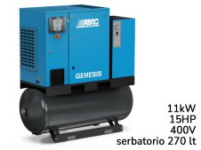 Compressore ABAC Genesis IE 11kW velocità variabile con essiccatore su serbatoio 270lt