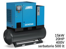 Compressore ABAC Genesis IE 15kW velocità variabile con essiccatore su serbatoio 500lt