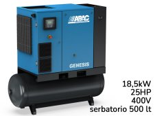Compressore ABAC Genesis IE 18,5kW velocità variabile con essiccatore su serbatoio 500lt