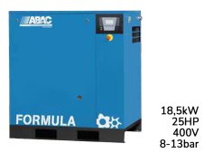 Compressore rotativo a vite ABAC Formula E 18,5kW velocità fissa con essiccatore, 8-13 bar