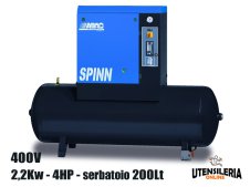 Compressore ABAC rotativo a vite SPINN 2.2 / 200 V400 serbatoio 200Lt Compressore ABAC rotativo a vite SPINN 2.2 / 200 V400 serbatoio 200Lt
