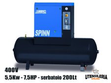 Compressore ABAC rotativo a vite SPINN 5.5M / 200 400V serbatoio 200Lt Compressore ABAC rotativo a vite SPINN 5.5M / 200 400V serbatoio 200Lt