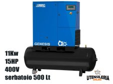 Compressore ABAC rotativo a vite velocità fissa GENESIS 11/500 C55 serbatoio 500Lt Compressore ABAC rotativo a vite velocità fissa GENESIS 11/500 C55 serbatoio 500Lt