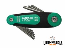 Serie 8 chiavi maschio per viti TORX tascabile T9-T40 (8pz) Serie 8 chiavi maschio per viti TORX tascabile T9-T40 (8pz)