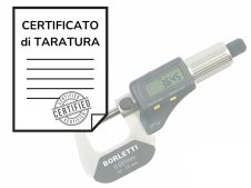 Certificato di taratura ACCREDIA micrometri per esterni digitali 25-100mm