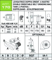 Levigatrice a nastro Aceti 200x1750mm con doppio braccio orientabile, 4,4kW