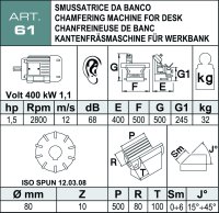Smussatrice da banco Aceti con inserti widia, smusso max 6mm
