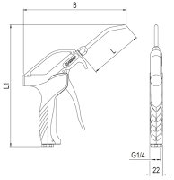 Pistola di soffiaggio Femmina Aignep 361 con tubo Inox e canna 90mm
