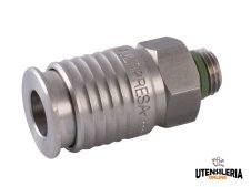 Prese maschio universal short INOX 316L Aignep 63190 per aria compressa, 1/4"-1/2" (2pz)