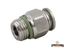 Raccordi maschio cilindrici INOX 316L Aignep 60020 per aria compressa e alimentare, 4-14mm (2pz)