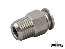 Raccordi diritti maschio conici Aignep 60000 INOX 316L per aria compressa e alimentare, 4-12mm (2pz)