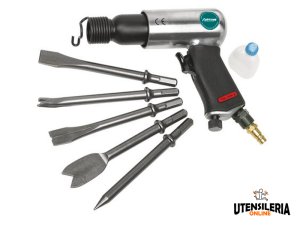 Martello scalpellatore pneumatico Aircraft MHU con 5 scalpelli in valigetta