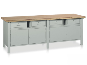 Banco con armadietti e cassetti Tecnotelai Classic piano in legno 2500x750x900mm