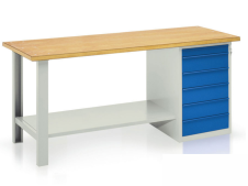 Banco con cassettiera 6 cassetti Tecnotelai piano in legno 2000x750x900mm