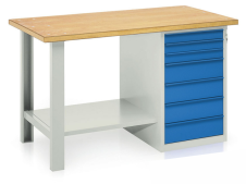 Banco con cassettiera 7 cassetti Tecnotelai piano in legno 1500x750x900mm
