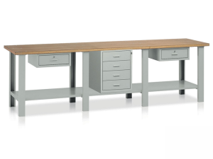 Banco con cassettiera e cassetti Tecnotelai Classic con piano in legno 3000x750x900mm
