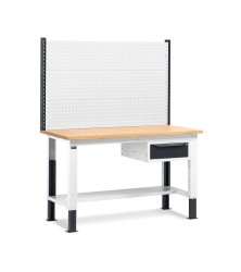 Banco da lavoro Fami regolabile piano in legno, cassetto e parete 150CM WORK1516