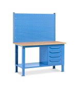 Banco da lavoro Fami regolabile piano in legno, cassetto e parete 150CM WORK1519