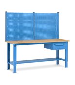 Banco da lavoro Fami regolabile piano in legno, cassetto e parete 200CM WORK2019