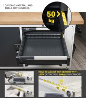 Banco da lavoro portautensili WORK MASTER BR2007 con piano in legno 200cm