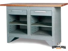 Banco da lavoro acciaio TSA 5411 con piano in legno 1372x508x852h