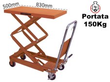 Carrello sollevamento a doppio pantografo Barbero C150A 830x500mm, portata 150Kg Carrello sollevamento a doppio pantografo Barbero C150A 830x500mm, portata 150Kg