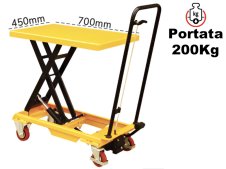 Carrello sollevamento a pantografo Barbero A200 700x450mm, portata 200Kg