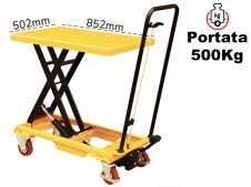 Carrello sollevamento a pantografo Barbero A500 852x502mm, portata 500Kg