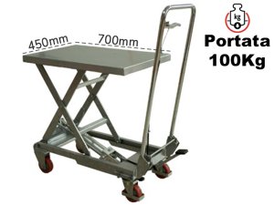 Carrello sollevamento a pantografo Barbero AC100 700x450mm in alluminio, portata 100Kg