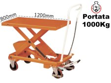 Carrello sollevamento a pantografo Barbero C1000LA 1200x800mm, portata 1000Kg