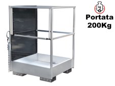 Cestello per manutenzione aerea Barbero SR163 sollevabile tramite carrello elevatore, portata 200Kg