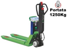 Transpallet elettrico Barbero BP 23 ECBS 550x1150mm con bilancia e stampante, portata 1,25 ton
