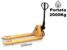 Transpallet manuale Barbero BP15/L 540x1500mm con ruote in nylon, portata 2 ton