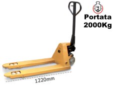 Transpallet manuale Barbero BP20/L 685x1220mm con ruote in nylon, portata 2 ton