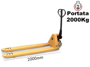 Transpallet manuale Barbero BP12/L 540x2000mm con ruote in nylon, portata 2 ton