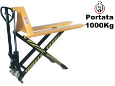 Transpallet manuale a pantografo Barbero BP10GA grande altezza, portata 1000Kg