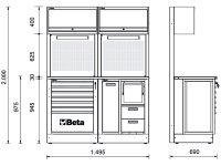 Arredo modulare per officina Beta RSC50 A 1495x690x2000mm con parete portautensili