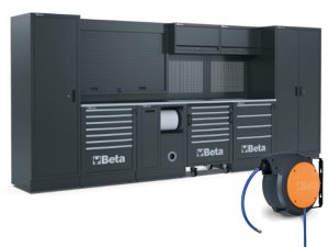 Arredo modulare per officina Beta RSC50 4505x690x2000mm con avvolgitubo aria compressa