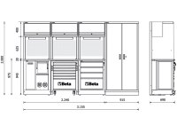 Arredo modulare per officina Beta RSC50 G 3155x690x2000mm con avvolgitubo e avvolgicavo
